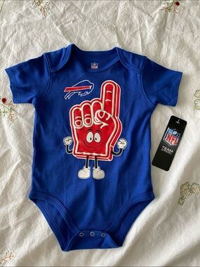 NFL Buffalo Bills Royal Blue Baby Bodysuit with Red Foam-Finger Graphic size 12M